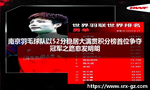 南京羽毛球队以52分稳居大满贯积分榜首位争夺冠军之路愈发明朗